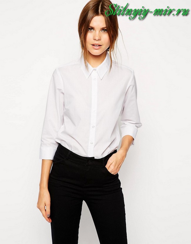 Белая рубашка с черной футболкой женские